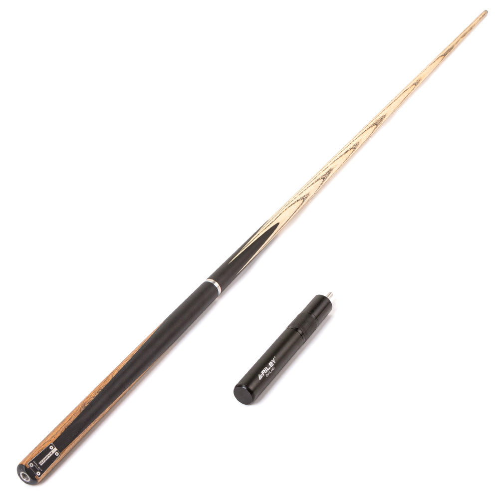 Riley Elegance - 3 Piece Snooker Cue - 3/4 Cut Cue - Layered Ebonised Black Wood Butt - 9.5mm Laminated Tip - 145cm - Black/ Natural Golden Sandal Wood Side Splicing