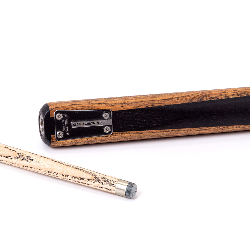 Riley Elegance - 3 Piece Snooker Cue - 3/4 Cut Cue - Layered Ebonised Black Wood Butt - 9.5mm Laminated Tip - 145cm - Black/ Natural Golden Sandal Wood Side Splicing