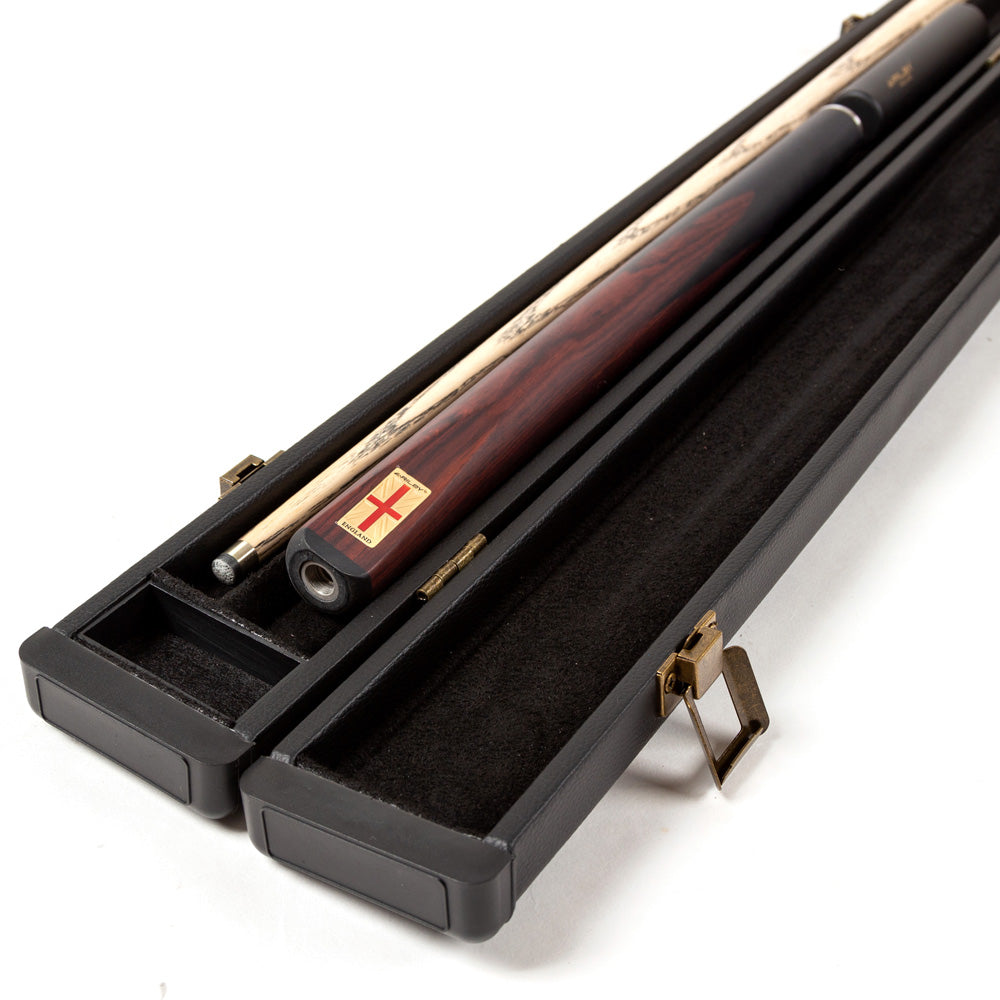 Riley England 3 Piece Snooker Cue - 3/4 Cut Cue - Layered Ebonised Black Wood Butt - 9.5mm Tip - 145cm - Black/ Dark Brown
