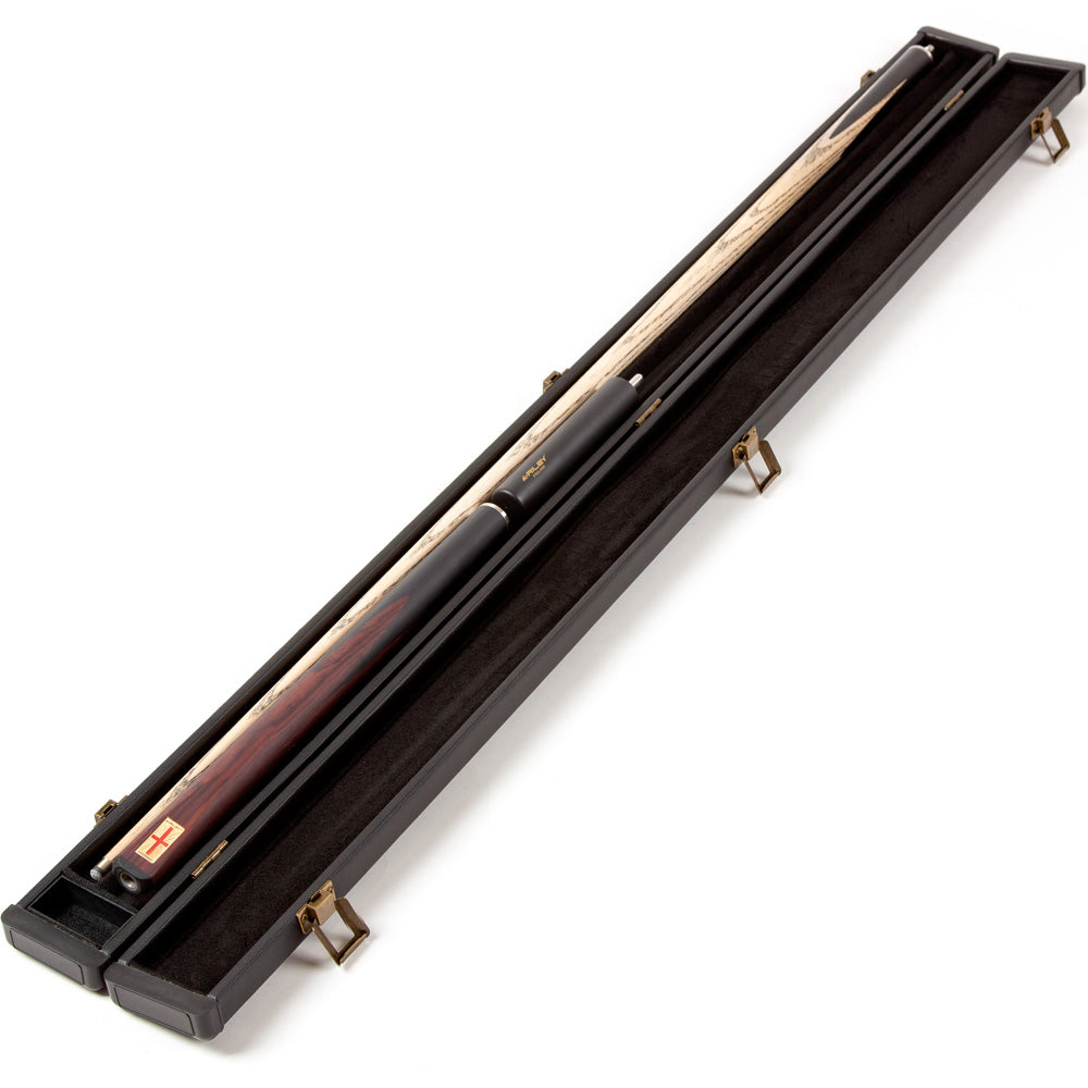Riley England 3 Piece Snooker Cue - 3/4 Cut Cue - Layered Ebonised Black Wood Butt - 9.5mm Tip - 145cm - Black/ Dark Brown