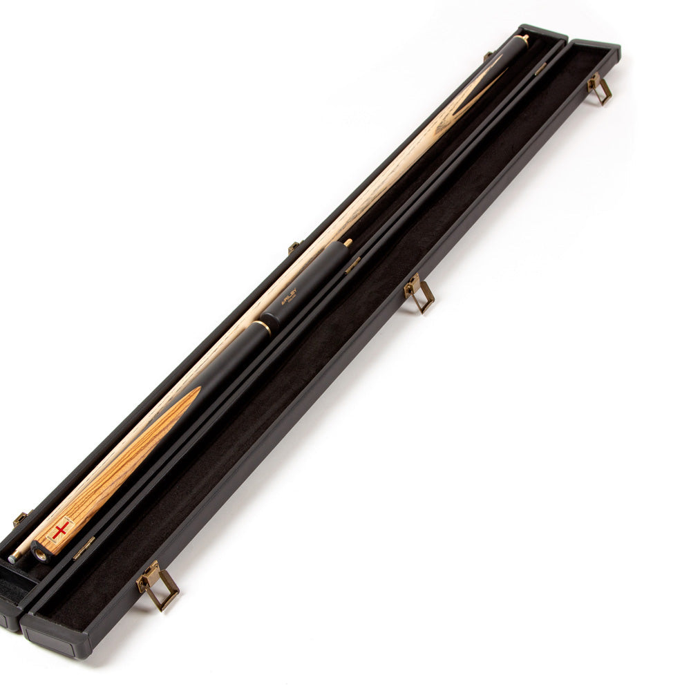 Riley England 3 Piece Snooker Cue - 3/4 Cut Cue - Layered Ebonised Blackwood Butt - 9.5mm Tip - 145cm - Black/ Dark Wood