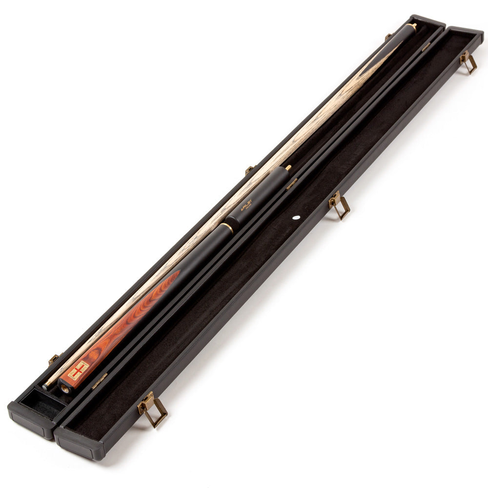 Riley England 3 Piece Snooker Cue - 3/4 Cut- Layered Ebonised Black Wood Butt - 9.5mm Tip - 145cm - Black/Brown Wood
