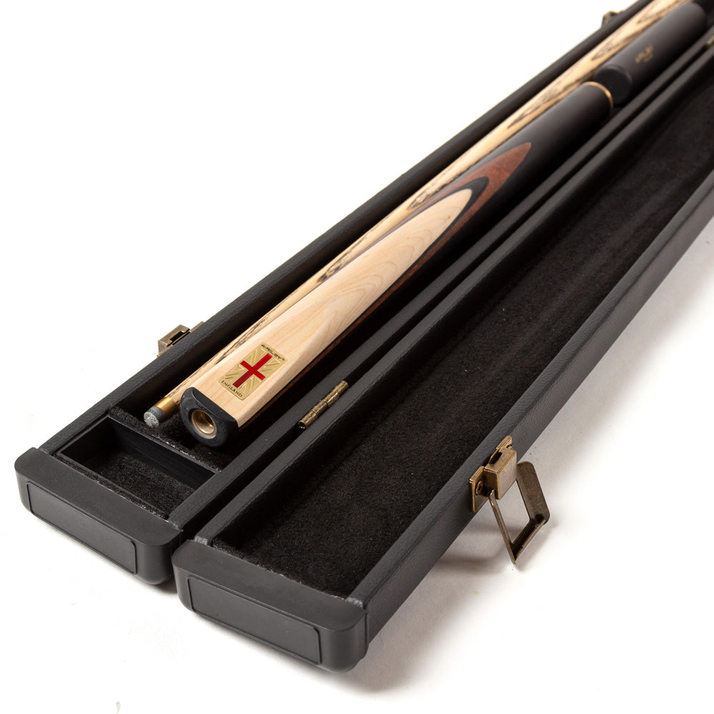 Riley England 3 Piece Snooker Cue - 3/4 Cut Cue - Layered Ebonised Black Wood Butt - 9.5mm Tip - 145cm - Black/ Maple Wood