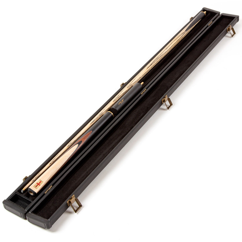Riley England 3 Piece Snooker Cue - 3/4 Cut Cue - Layered Ebonised Black Wood Butt - 9.5mm Tip - 145cm - Black/ Maple Wood