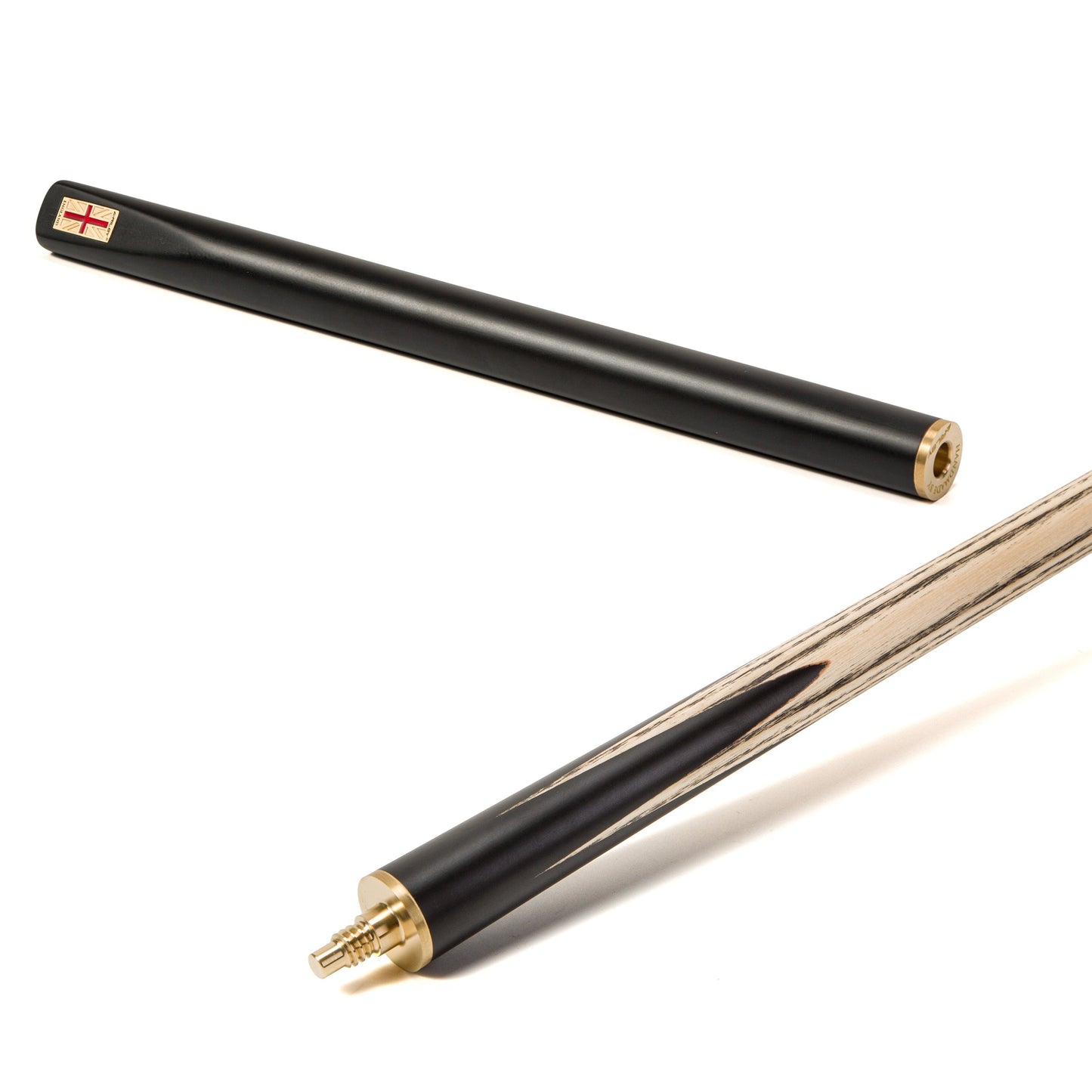 Riley England 3 Piece English Pool Cue - 3/4 Cut Cue - 9mm Tip - 145cm - Black/Ash