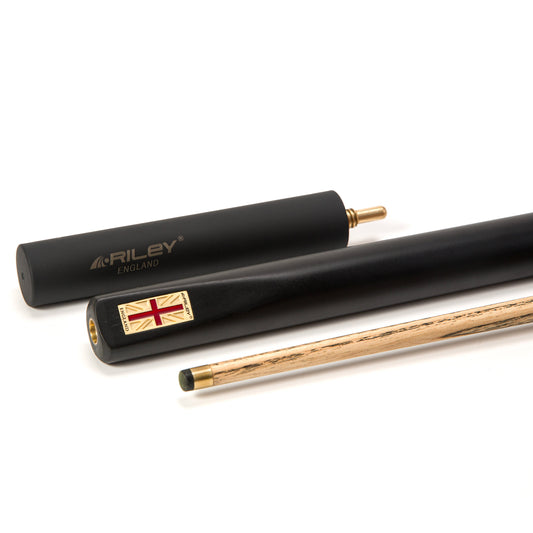 Riley England 3 Piece English Pool Cue - 3/4 Cut Cue - 9mm Tip - 145cm - Black/Ash