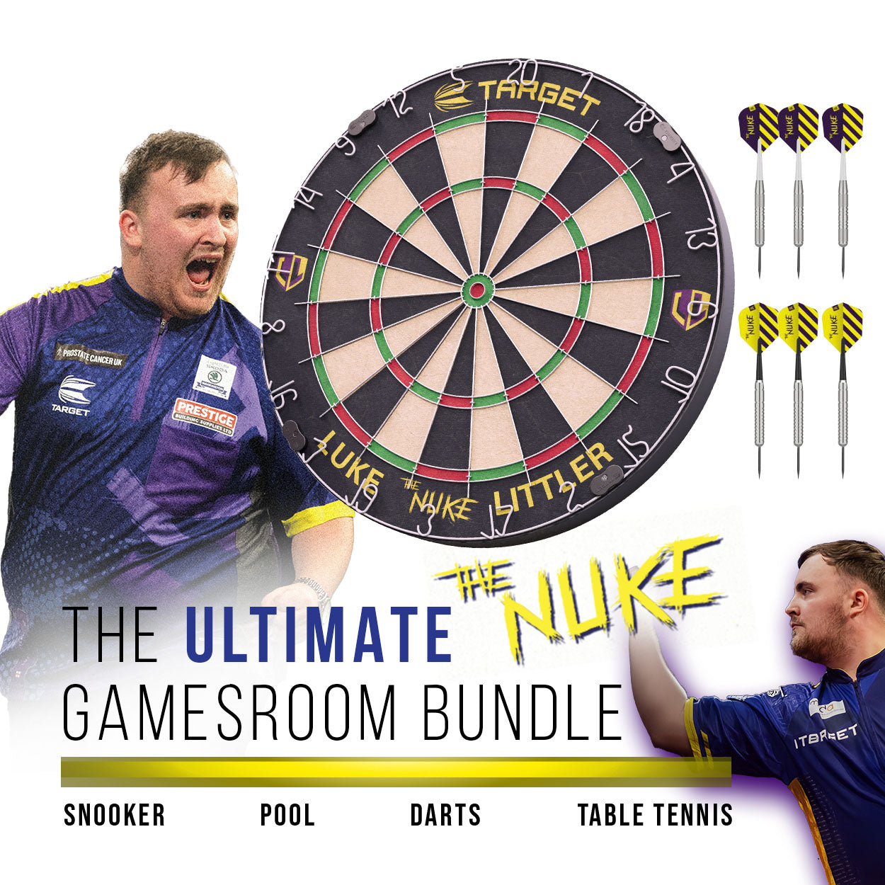 BCE 7ft Black Cat American Pool Table - Black/Wood Effect with Blue Cloth - Fixed Leg - Ball Return System