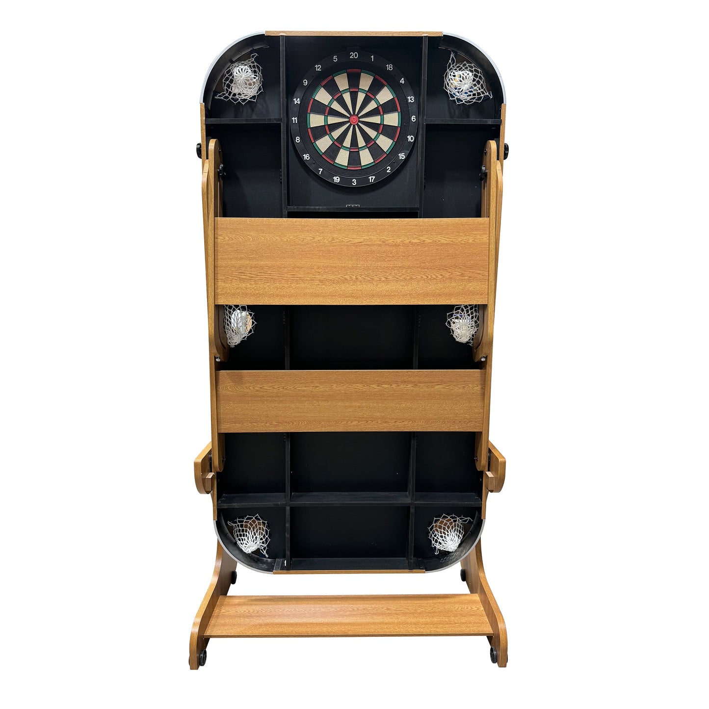 Riley 6ft 6In Supersize Folding Pool Table - Beech Finish with Blue Cloth - Folds Vertically - Free Table Tennis Top