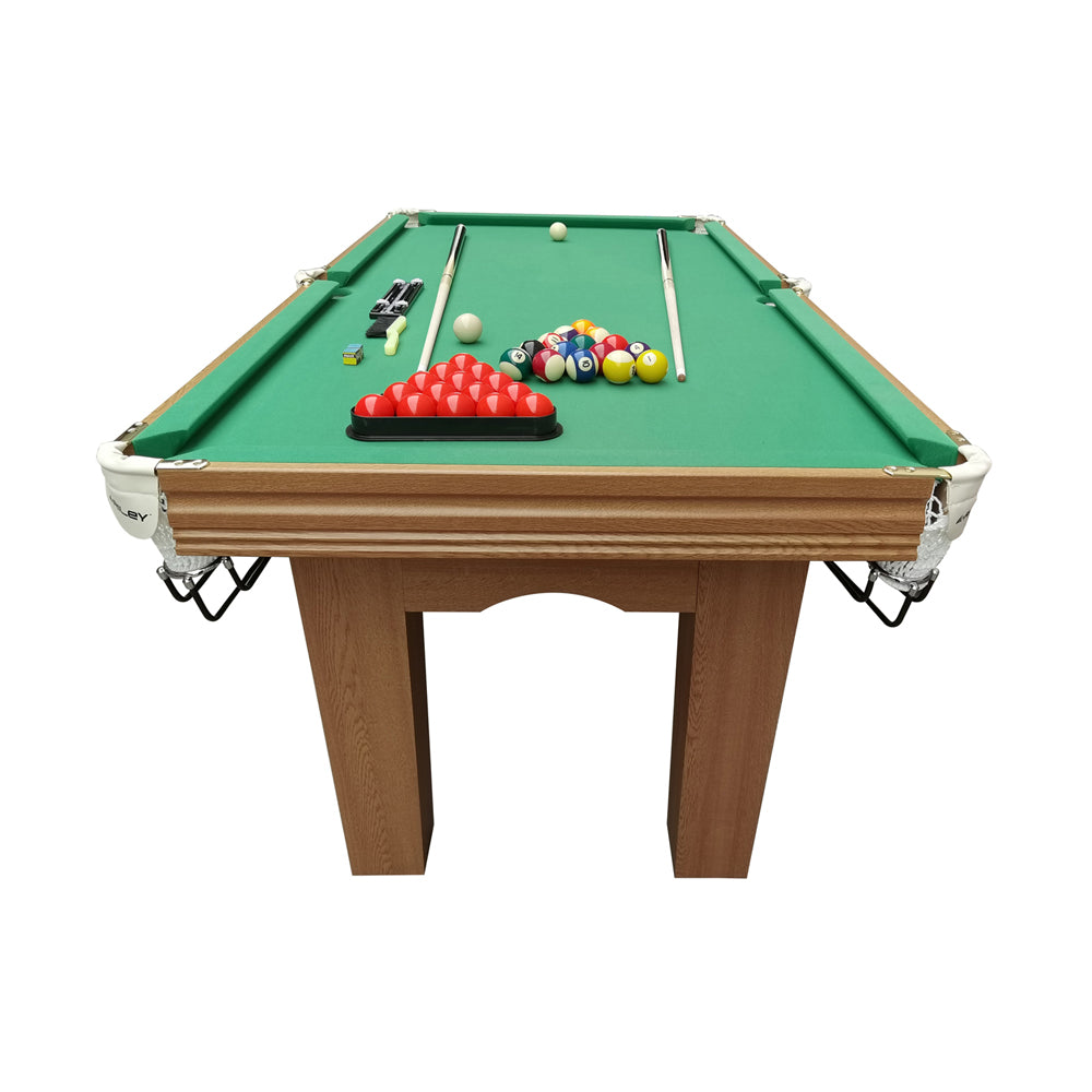 Riley 6ft Traditional Snooker and Pool Table - Oak Finish - Green Cloth - Fixed Leg - Free Table Tennis Top