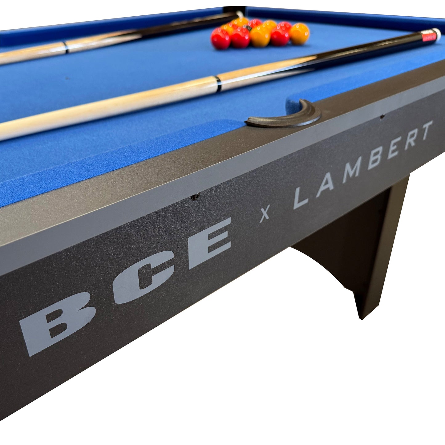 BCE 6ft Snooker/Pool Table - Black/Grey Effect with Blue Cloth - Fixed Leg