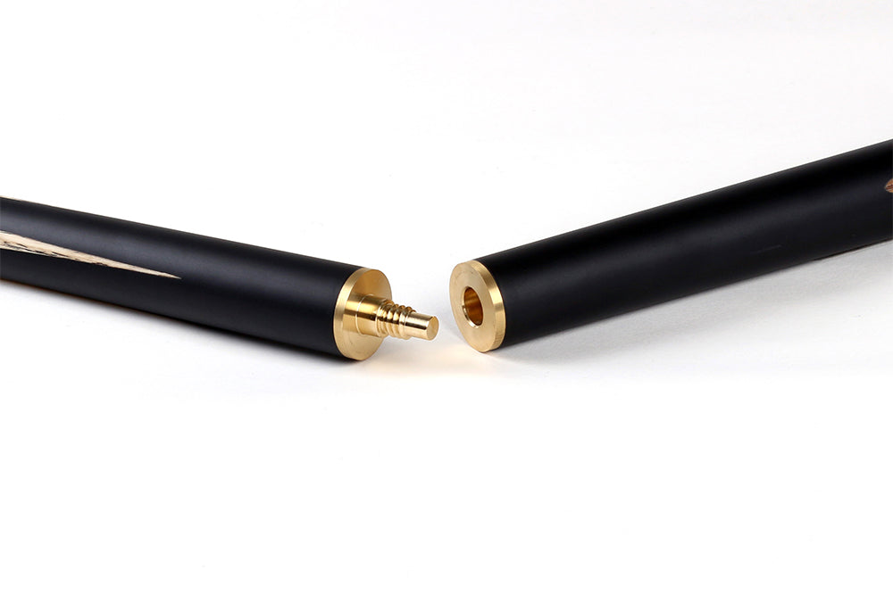 Riley England 3 Piece Snooker Cue - 3/4 Cut Cue - Layered Ebonised Blackwood Butt - 9.5mm Tip - 145cm - Black/ Dark Wood
