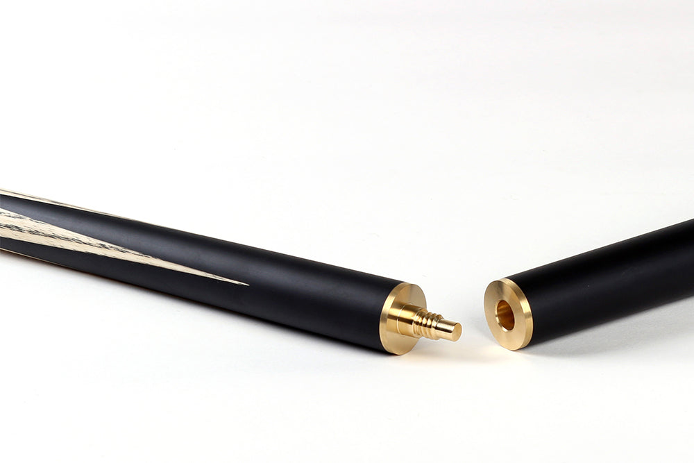 Riley England 3 Piece Snooker Cue - 3/4 Cut- Layered Ebonised Black Wood Butt - 9.5mm Tip - 145cm - Black/Brown Wood
