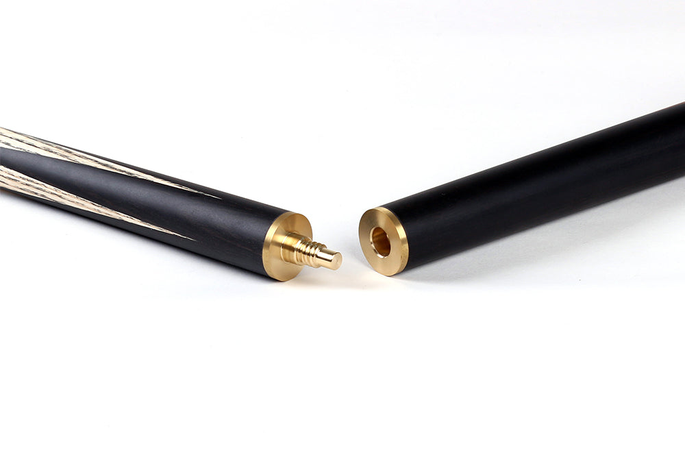 Riley England 3 Piece Snooker Cue - 3/4 Cut Cue - Layered Ebonised Black Wood Butt - 9.5mm Tip - 145cm - Black/ Maple Wood
