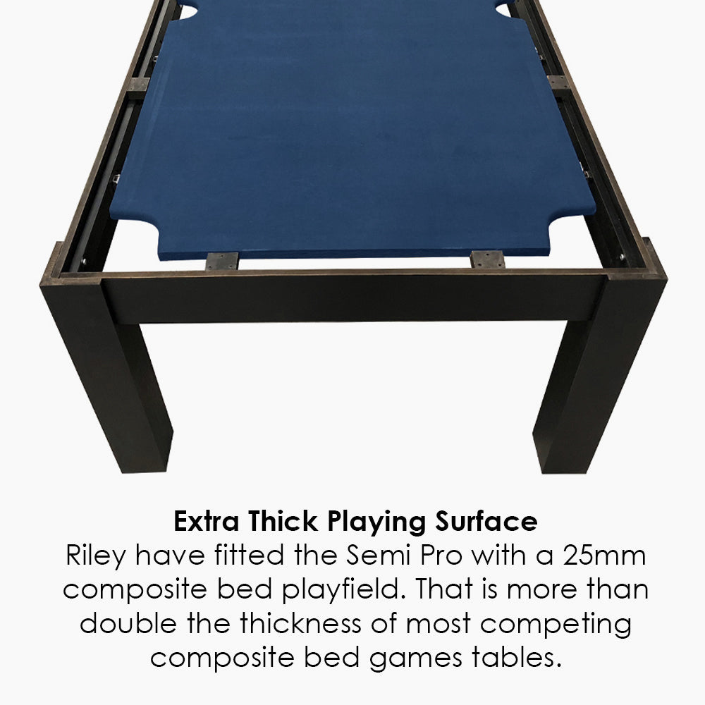 Riley 7ft 3-in-1 Semi Pro American Pool Table - Black Ash with Blue Cloth - Metal Frame - Free Table Tennis/Dining Top