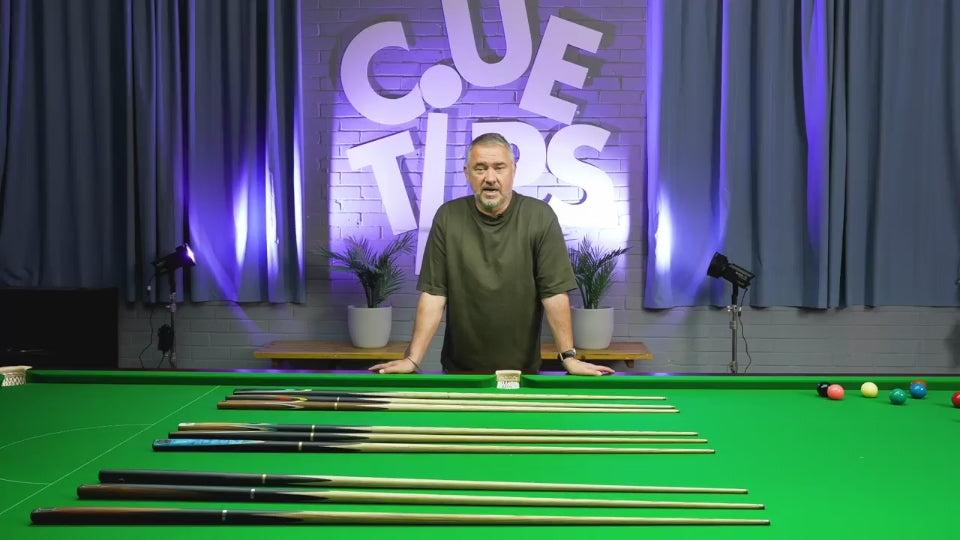 Load video: 7 times World Snooker Champion Reviews Riley and BCE Cue ranges.